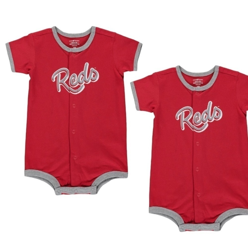 CINCINNATI Reds Infant Power Hitter Romper Red 3-6 Mo.s bundle of 2 boy or girl
